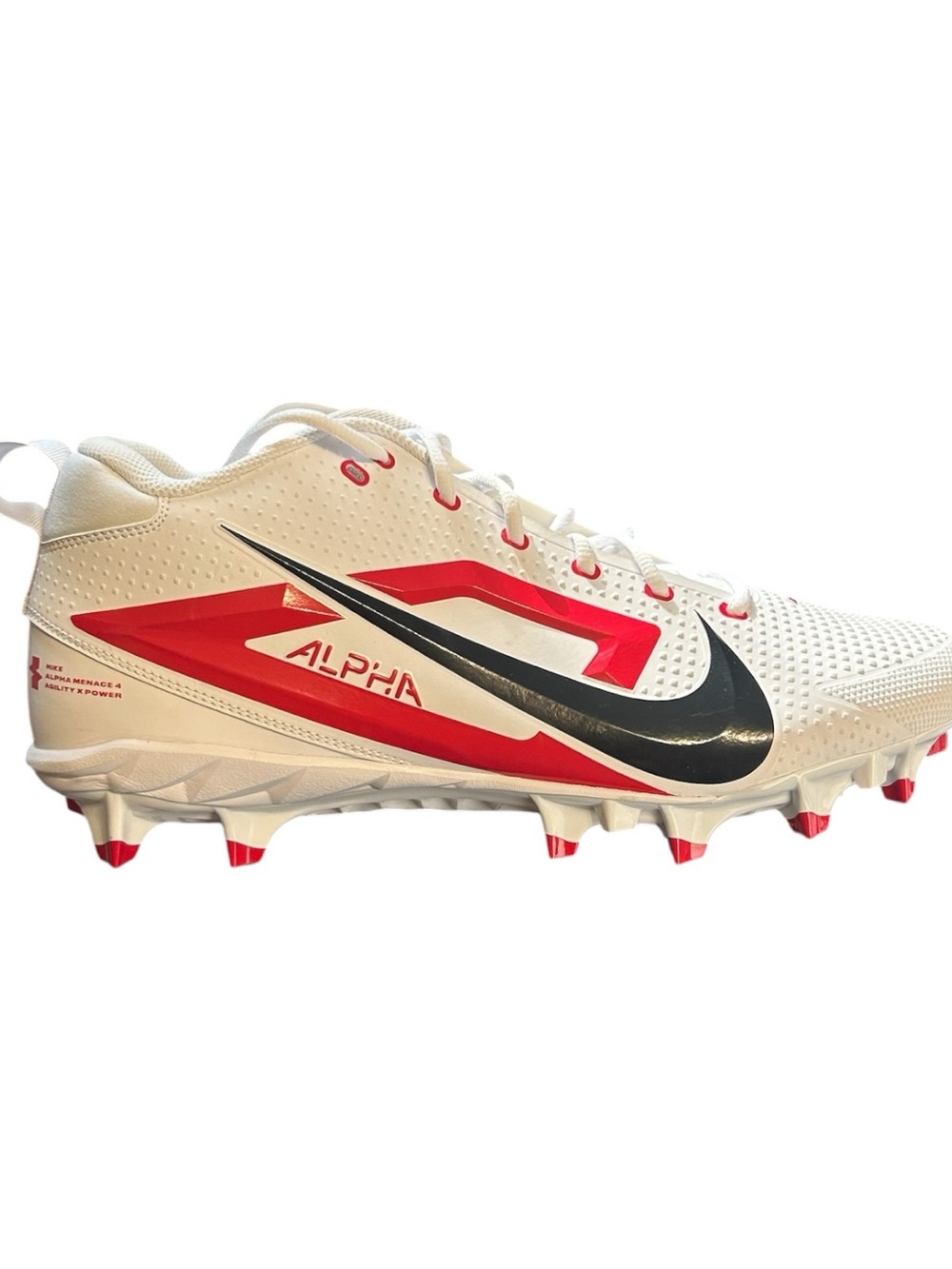 Nike Alpha Menace 4 Pro Football Cleat Men's Size 14 White University Red NEW